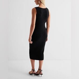 Women’s Express V Neck Sleeveless Black Ribbed Midi Sweater Dress